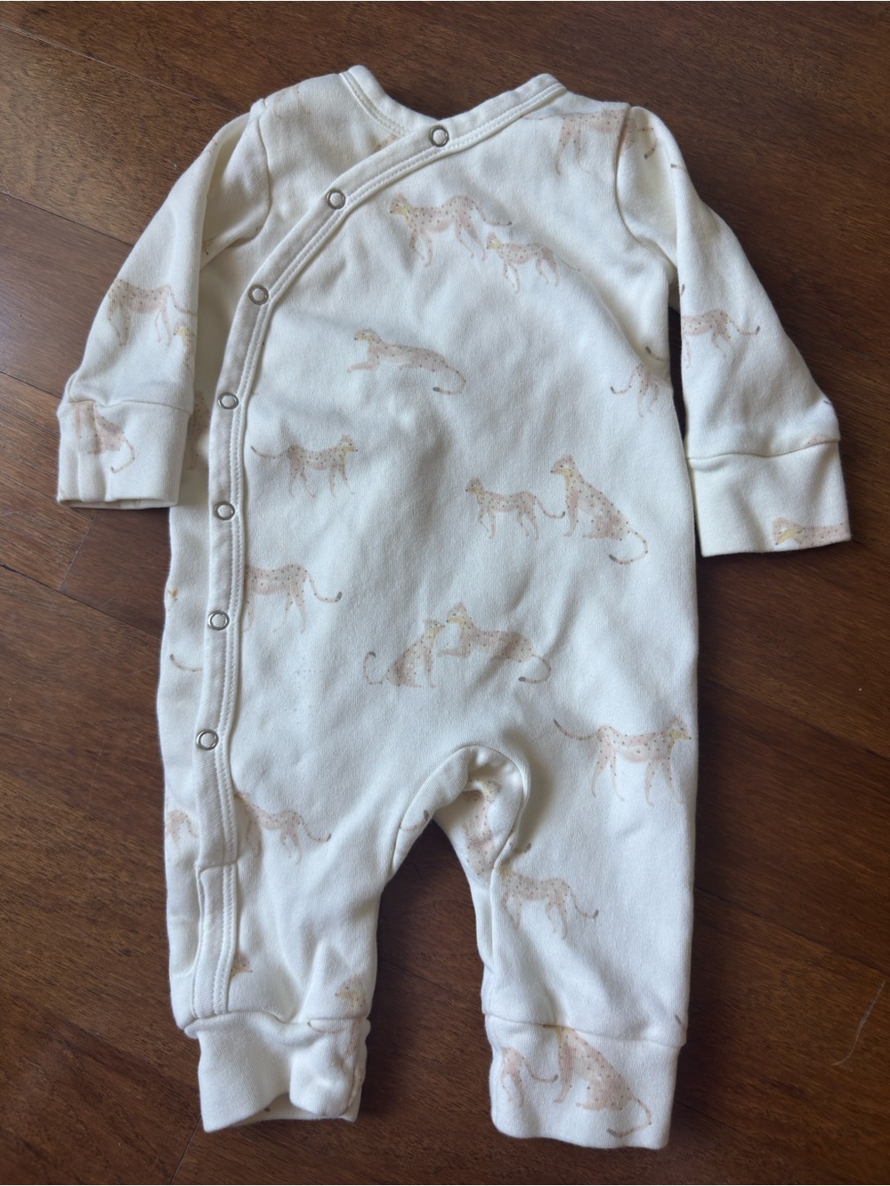 Organic cotton Pehr Cream Leopard-Print Infant Footie Romper